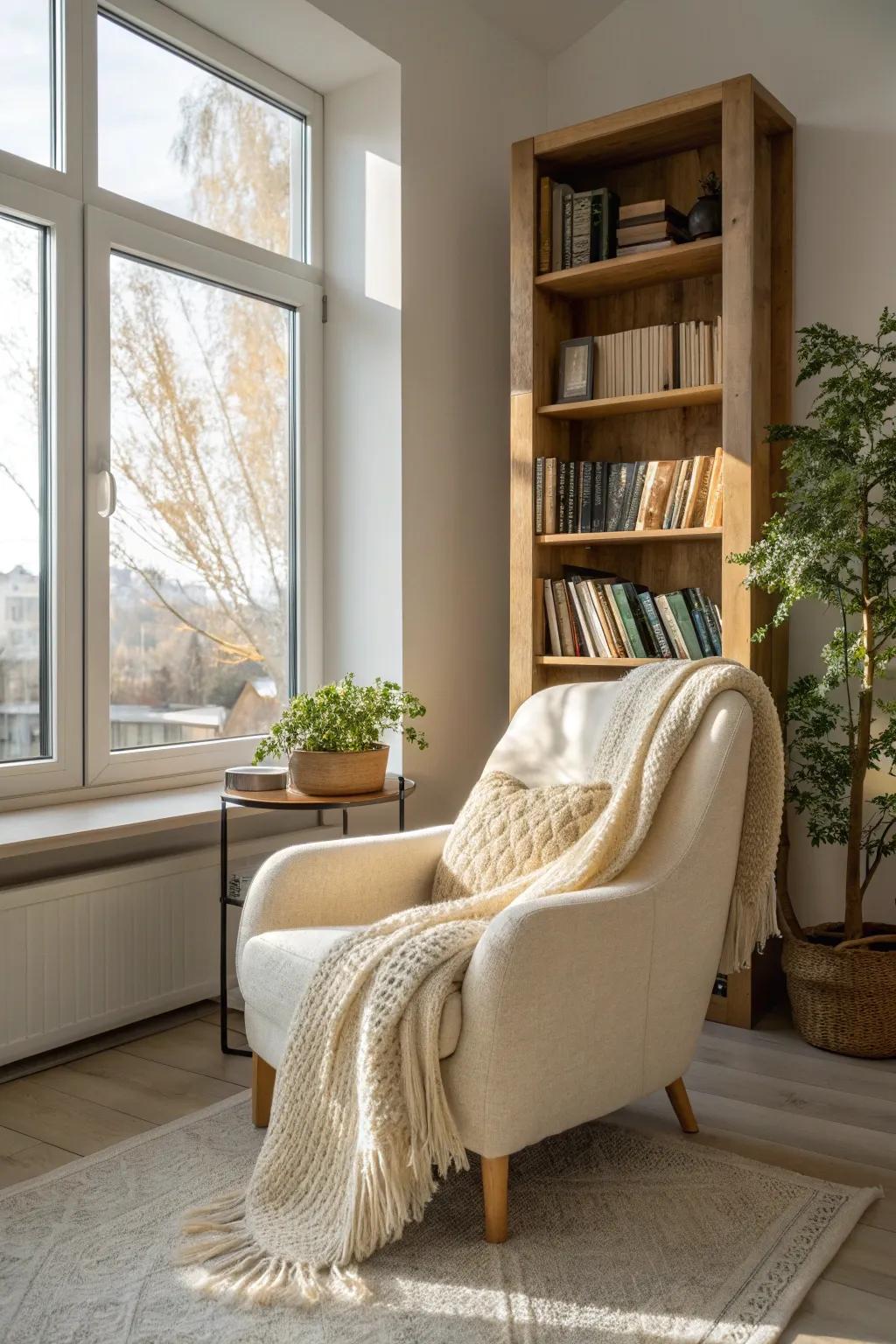 Transform your dining room into a serene reading nook — a perfect retreat for book lovers.