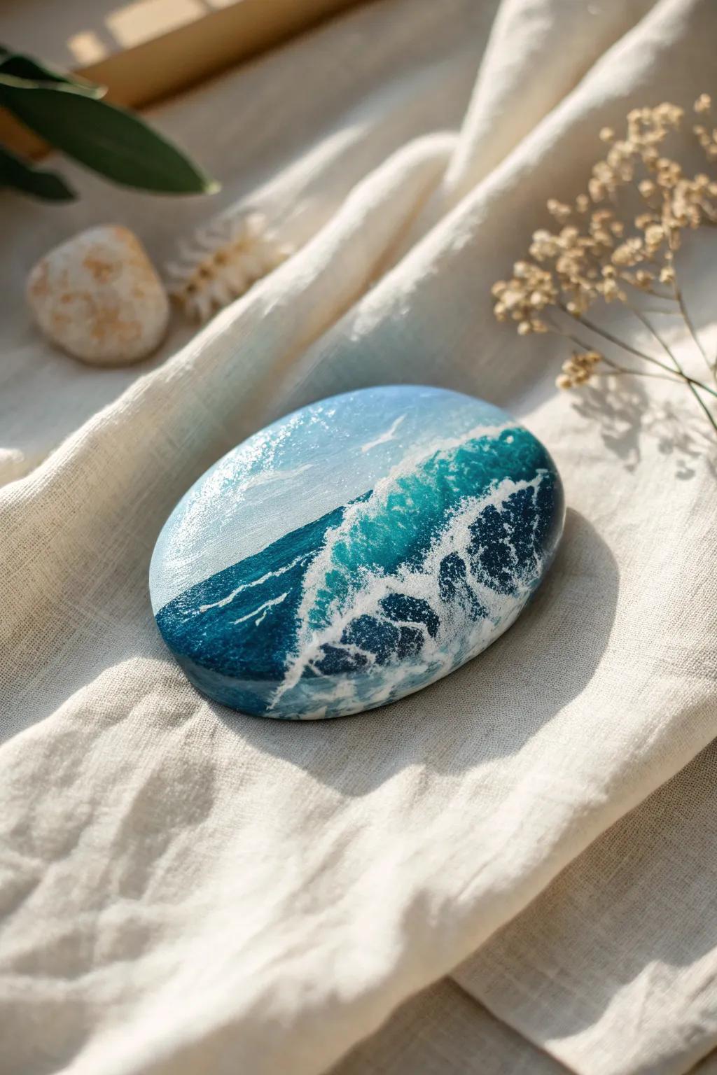 Embrace the calm with ocean wave rock art - where simplicity meets serene beauty.
