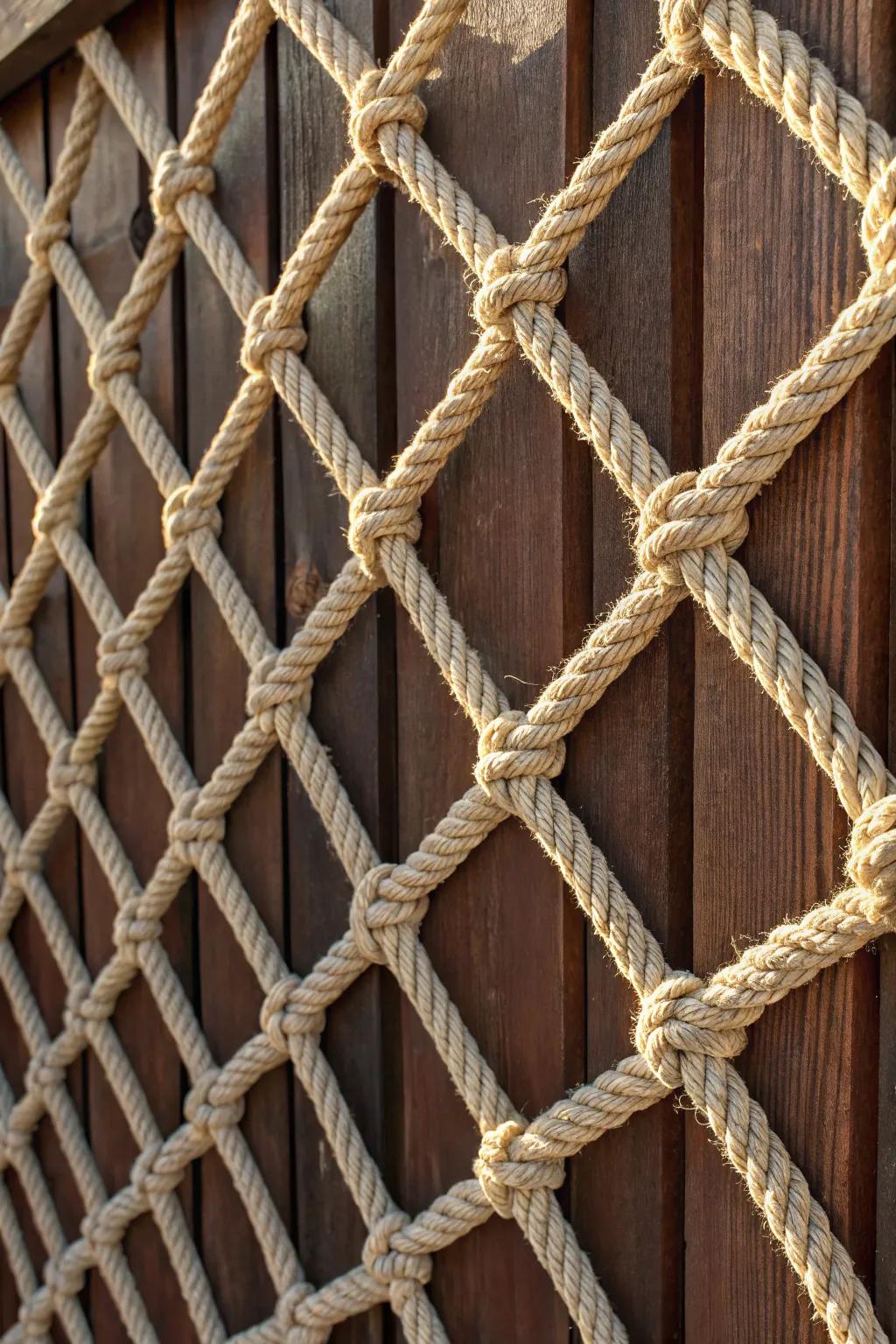 Elevate your space with the art of crisscross rope fencing—where craftsmanship meets elegance.