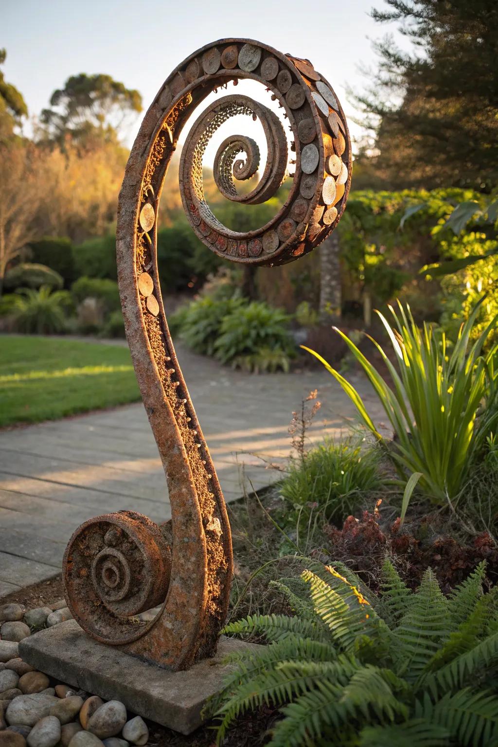 Transform your garden with this striking scrap metal spiral—where craftsmanship meets nature.