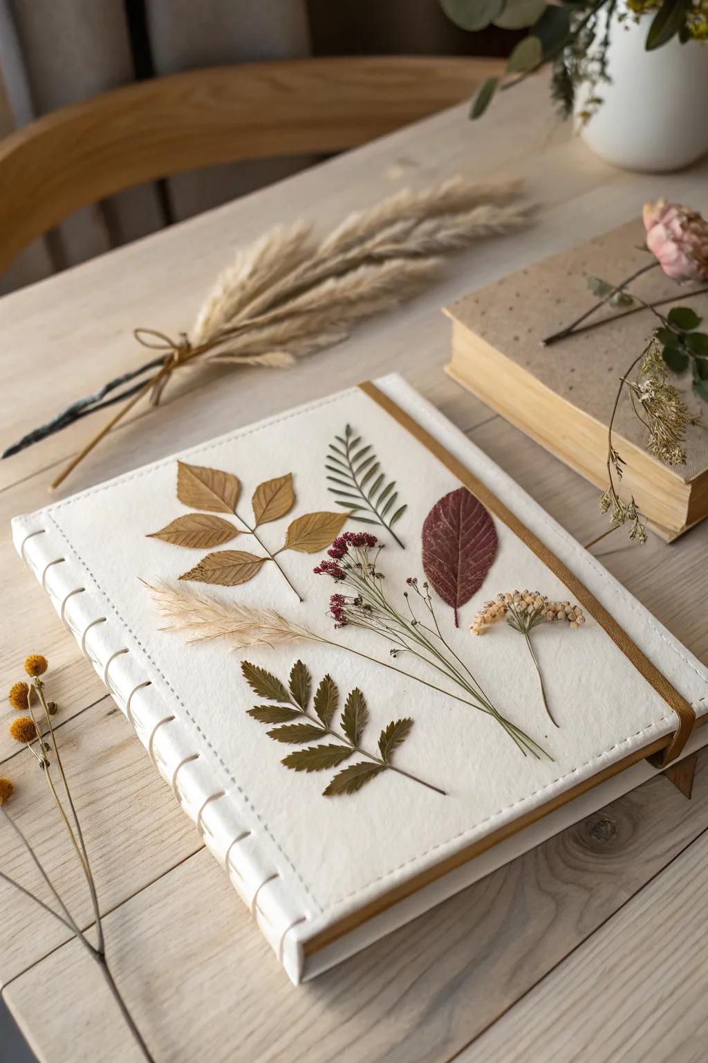 Embrace the beauty of nature with this stunning scrapbook cover, where simplicity meets elegance.