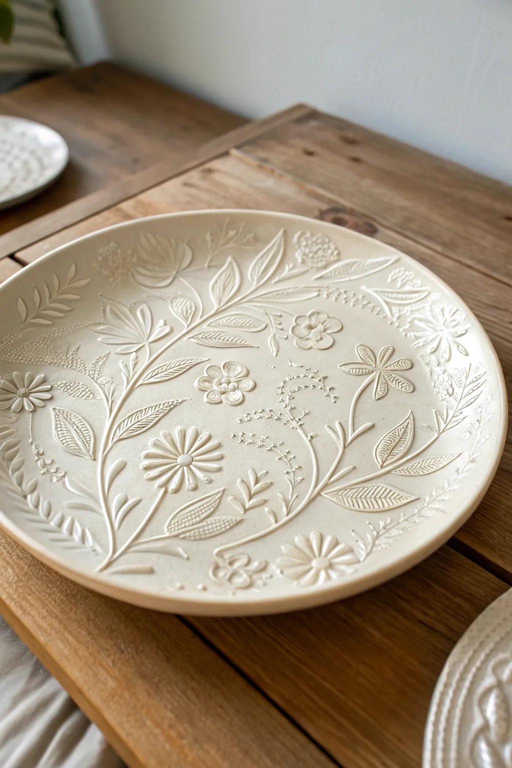 Elevate your dining experience with the timeless elegance of sgraffito floral plates.