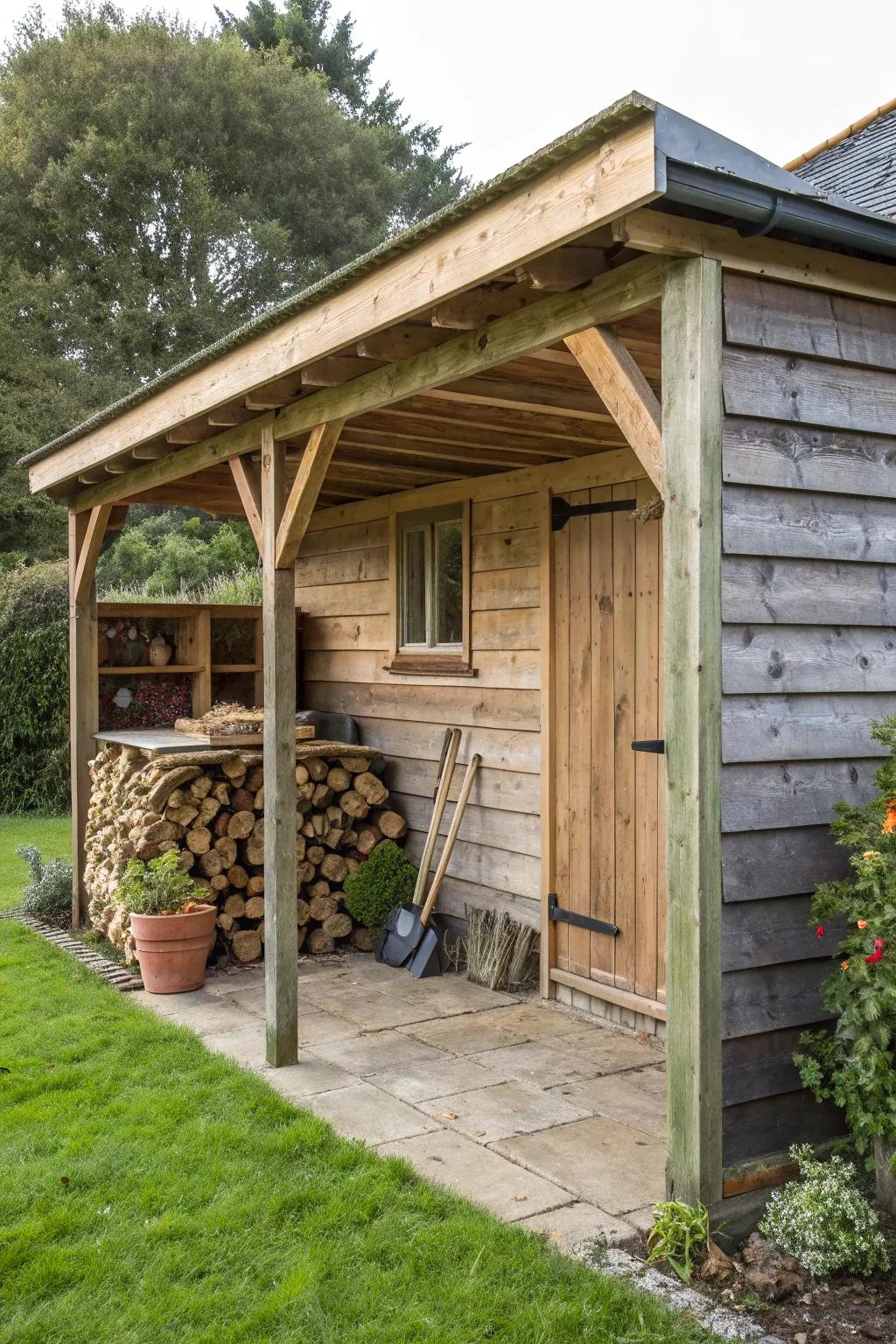 Elevate your storage game with a stylish lean-to shed extension.