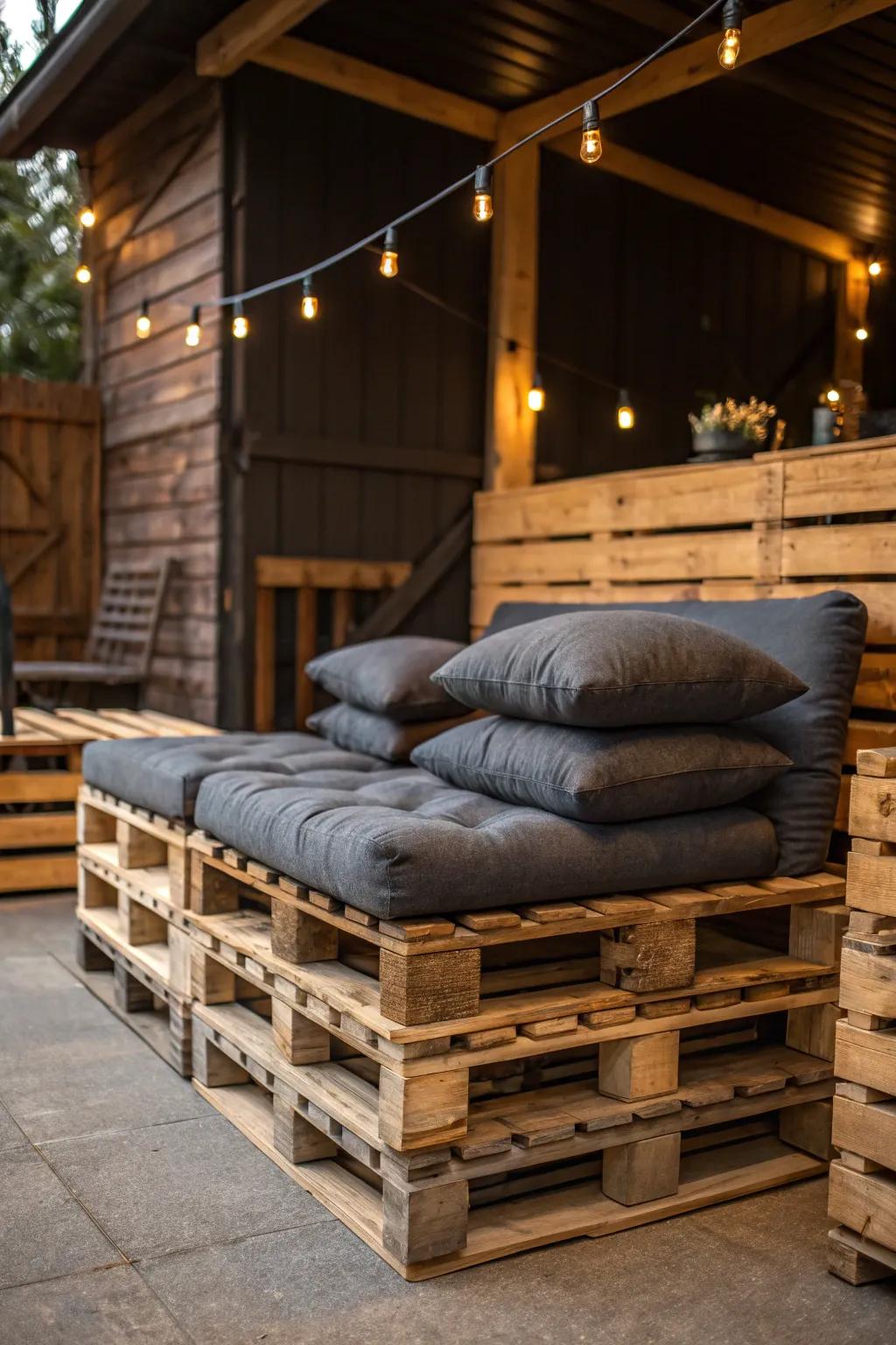 Transform your shed into a stylish man cave with this DIY pallet seating idea—comfort and craftsmanship on a budget.