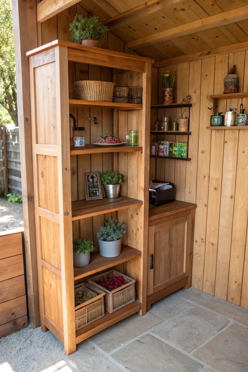 Transform your corners into a storage masterpiece with crafted shelving magic!