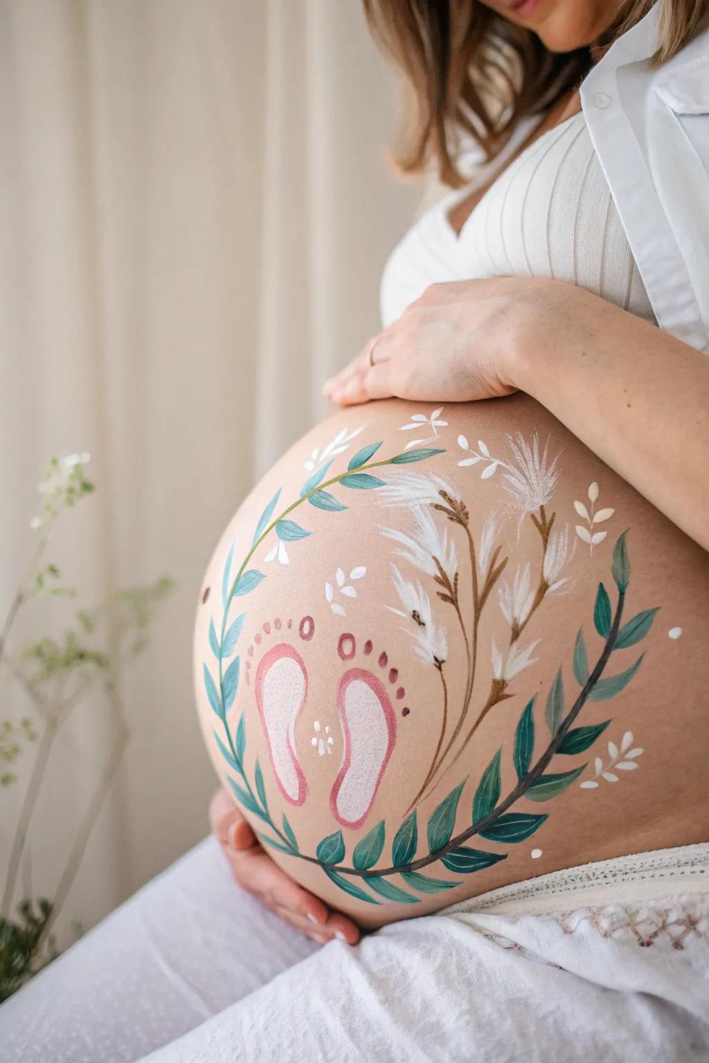Peek-a-Boo Baby: Embrace the joy of anticipation with this sweet and playful belly art!