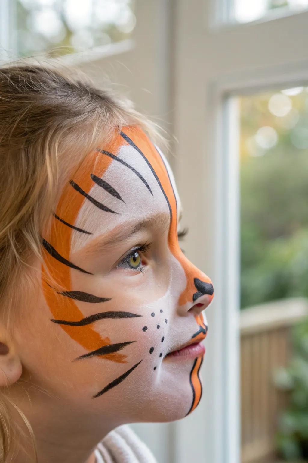 Unleash your inner tiger with minimalist elegance. 🐯✨ #FacePaint #ScandiBoho