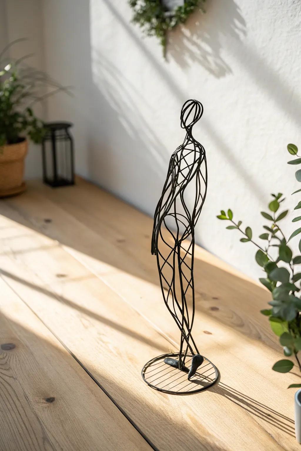 Discover the elegance in simplicity with minimalist wire figures that speak volumes through their graceful bends.