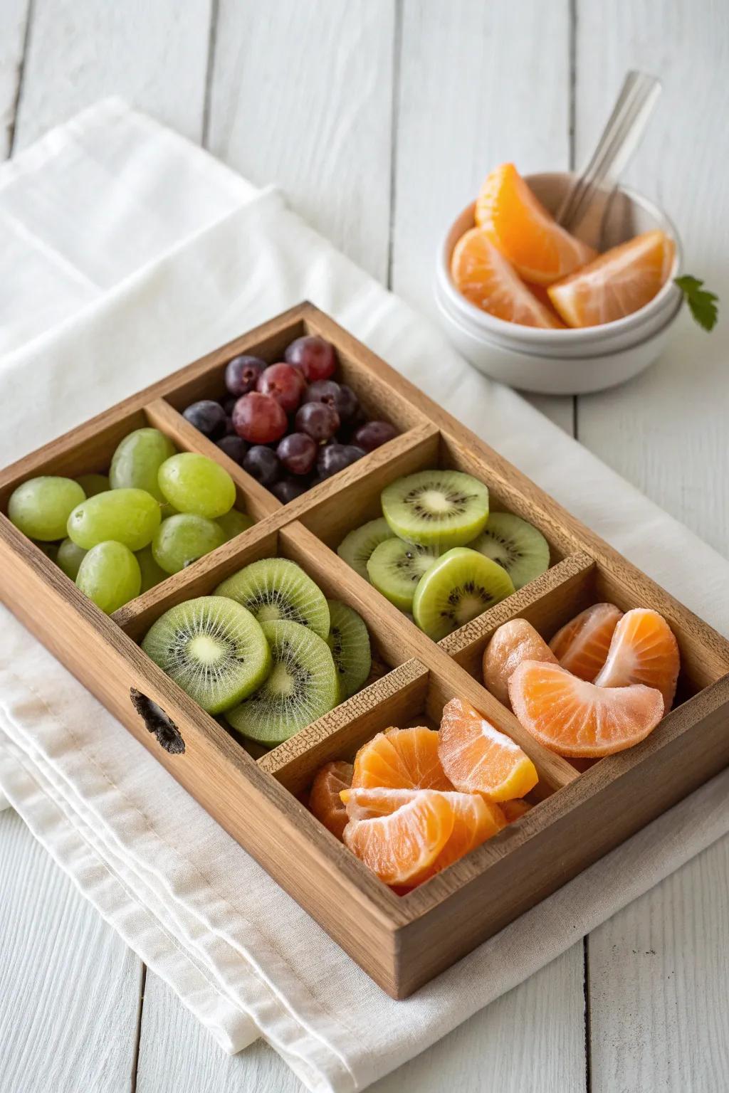 Elevate your snack game with a Fruit Fiesta box: a refreshing burst of colors perfect for your creative breaks.