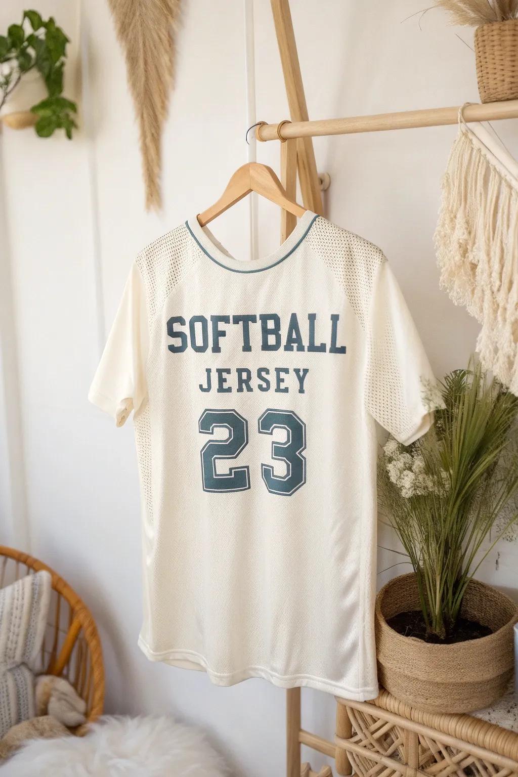 Celebrate individuality with personalized player numbers – a classic touch on a minimalist canvas. #SoftballStyle #ScandiBoho