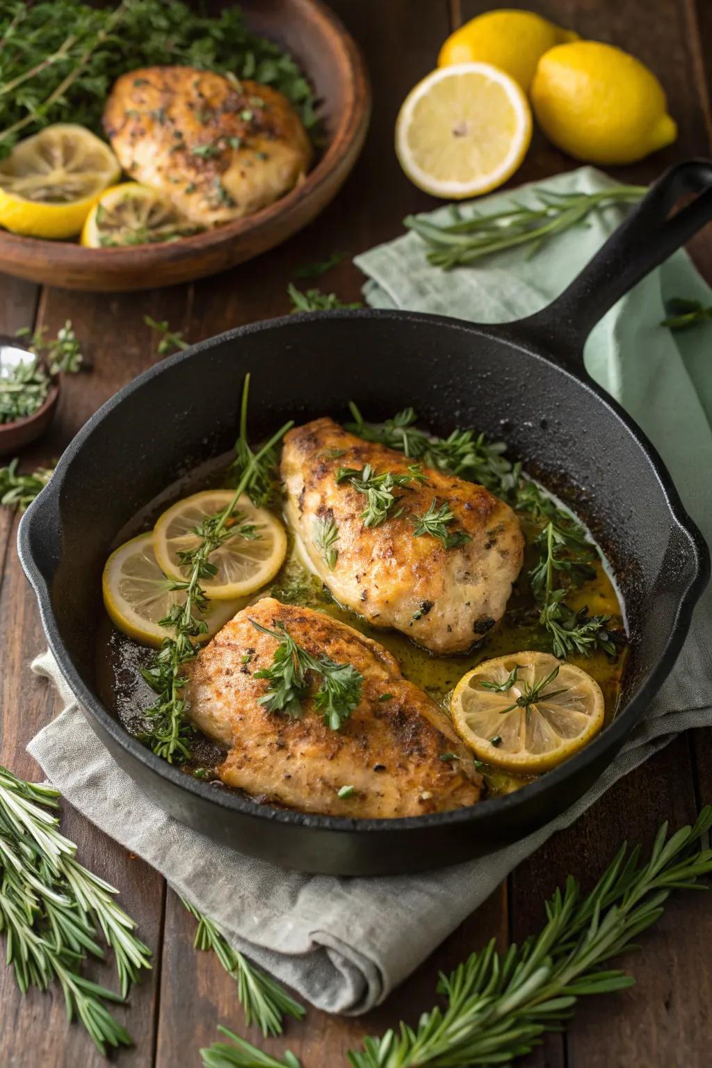 Lemon herb chicken, fresh and flavorful.