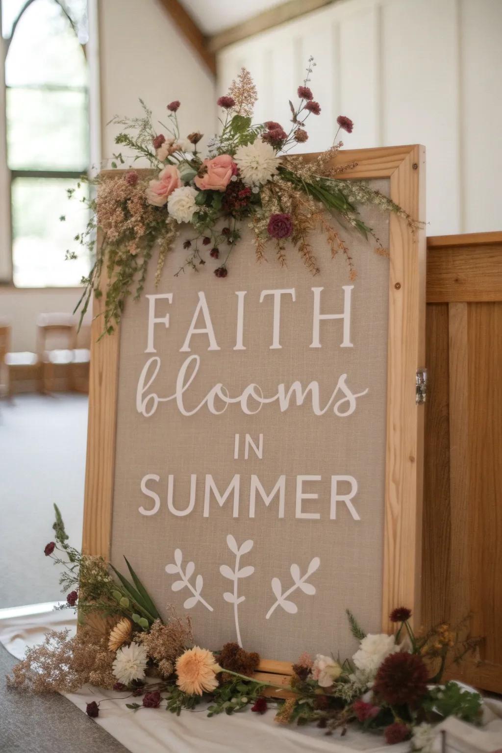 Embrace the beauty of growth and renewal with our 'Faith Blooms in Summer' bulletin board, where simplicity meets nature's elegance.