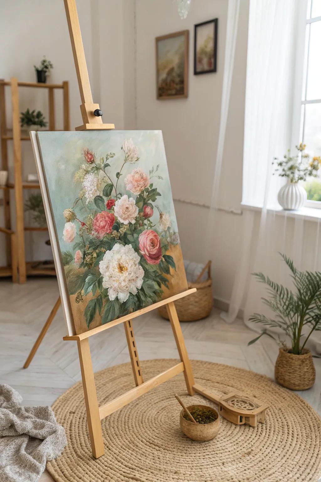 Bring nature indoors with a touch of artistry: blooming florals on canvas.