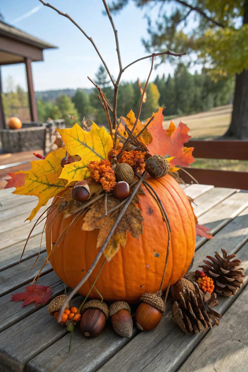 Bring nature indoors with these beautifully decorated pumpkins.