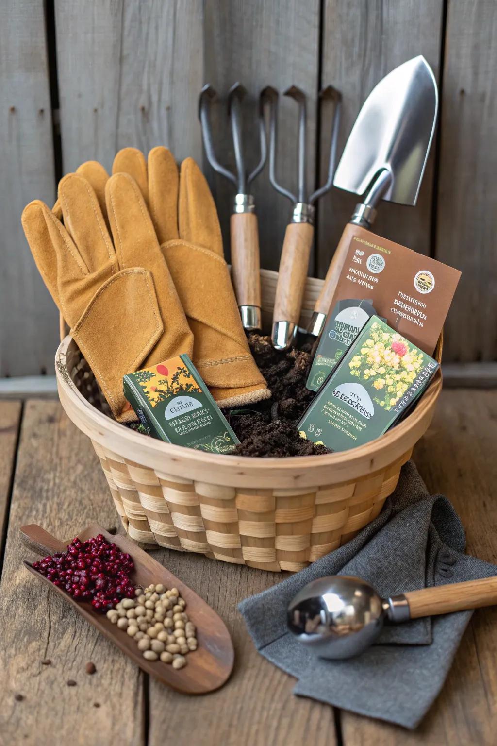 Craft the perfect gardening gift basket with tools and a touch of handmade charm.