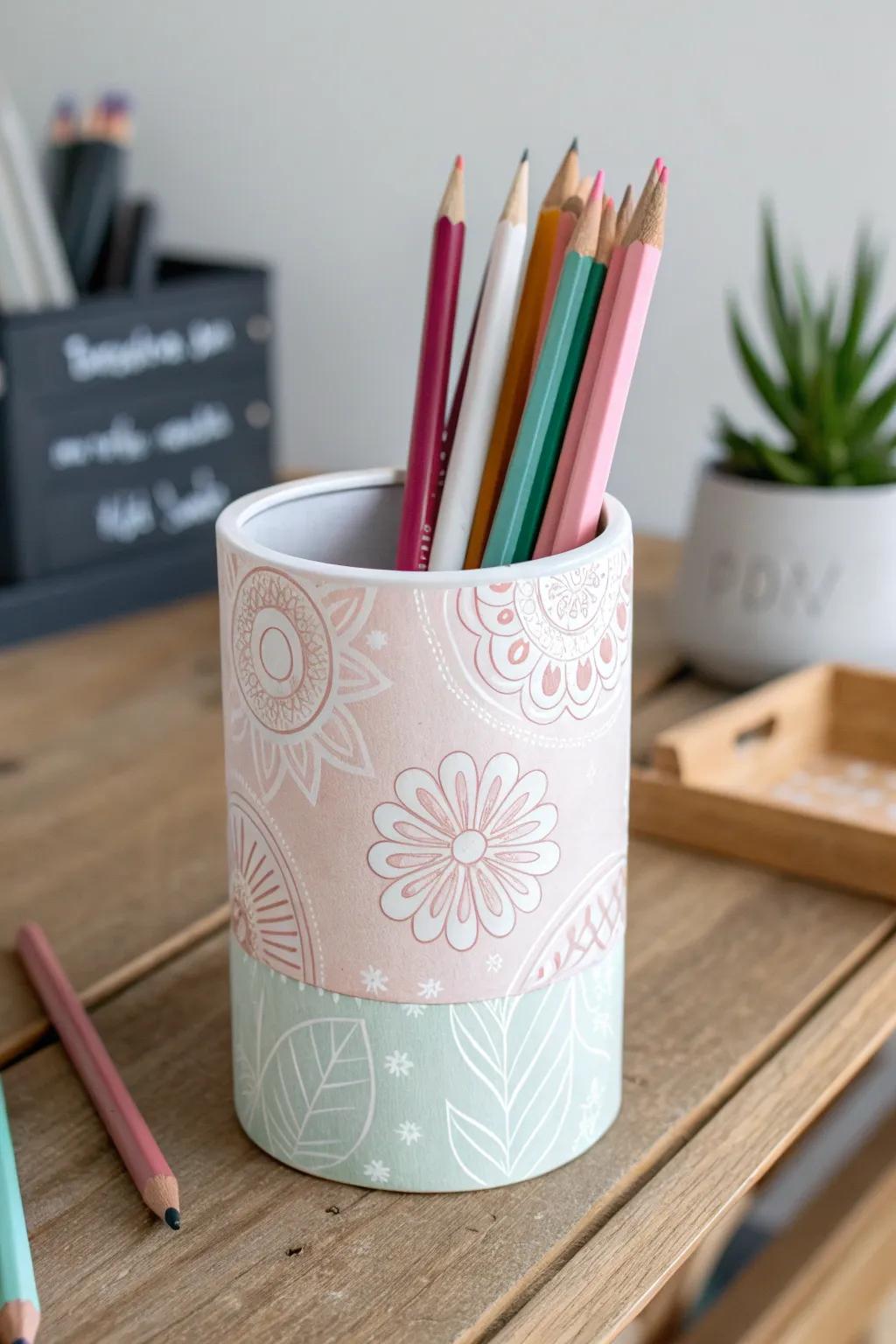 From trash to treasure: Elevate your desk with this charming DIY pencil holder.