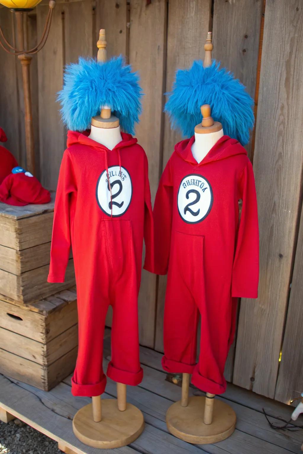 Bring Dr. Seuss's whimsy to life with these handcrafted Thing 1 & Thing 2 costumes!
