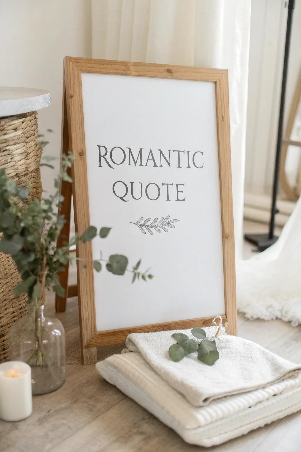 Capture hearts with inspiring romantic quotes on a minimalist whiteboard.