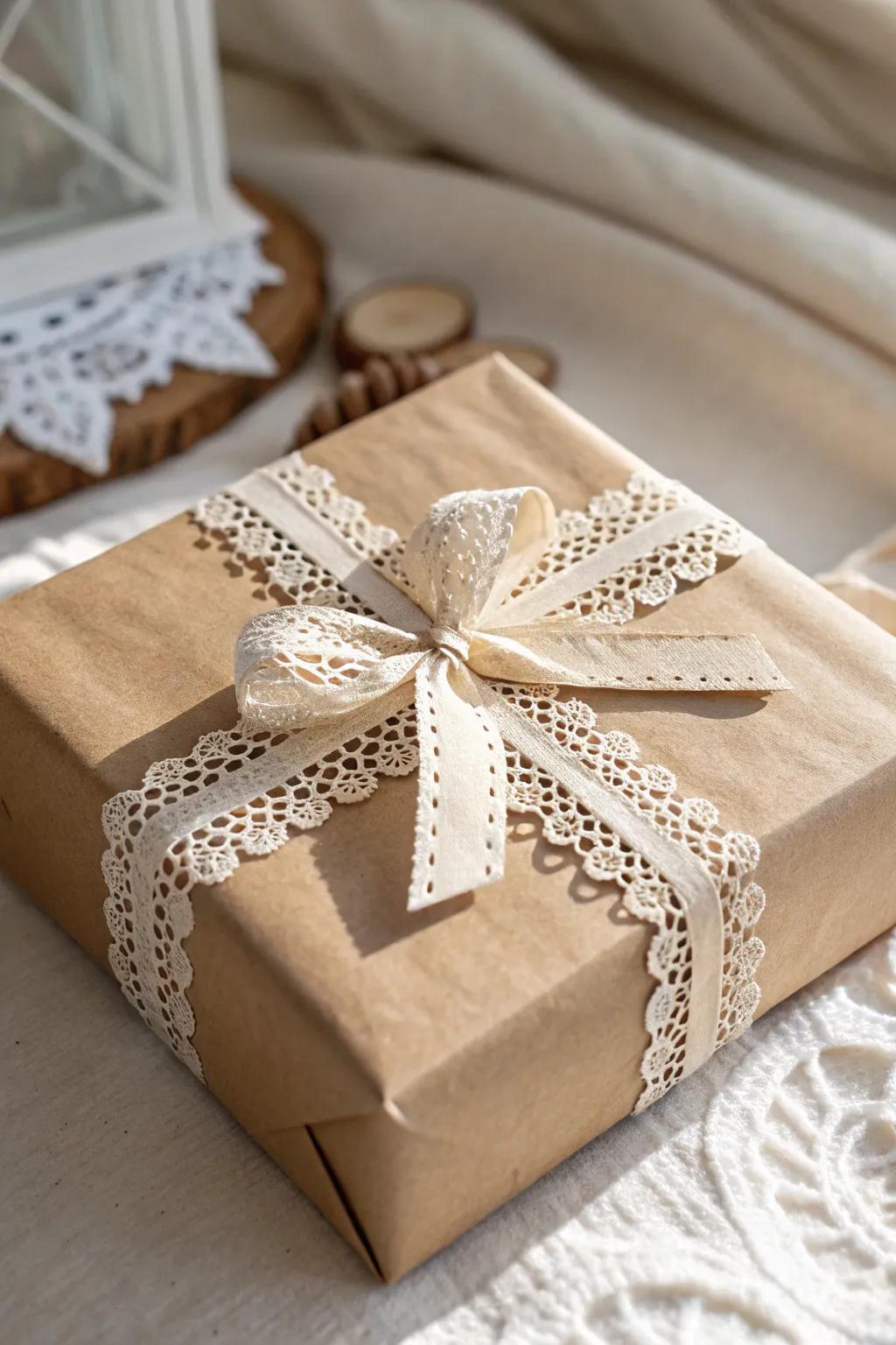 Transform your gifts with the timeless elegance of vintage lace and doilies. 🎁✨ #GiftWrapping #ScandiBoho