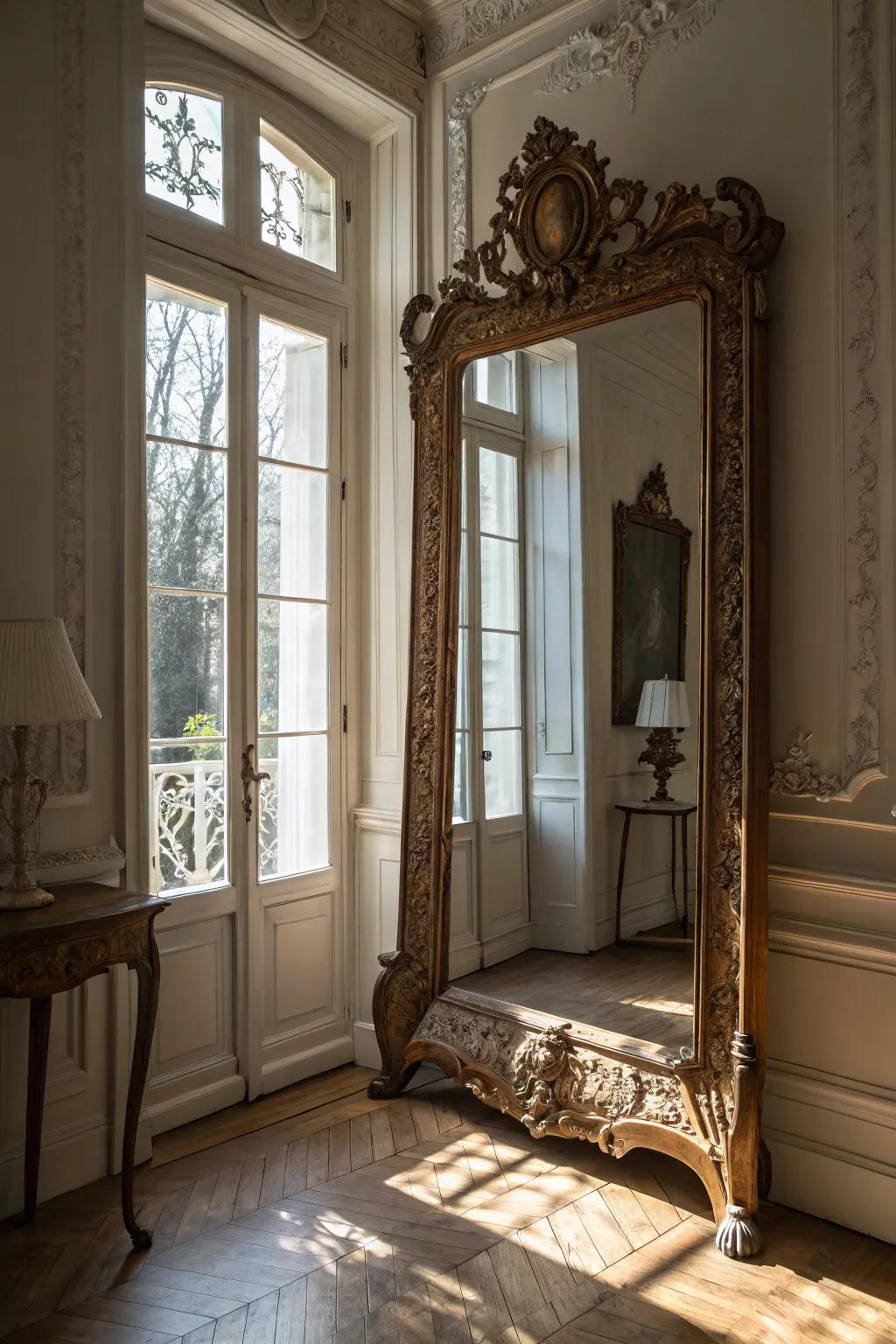 Ornate mirrors can elevate your vintage aesthetic.