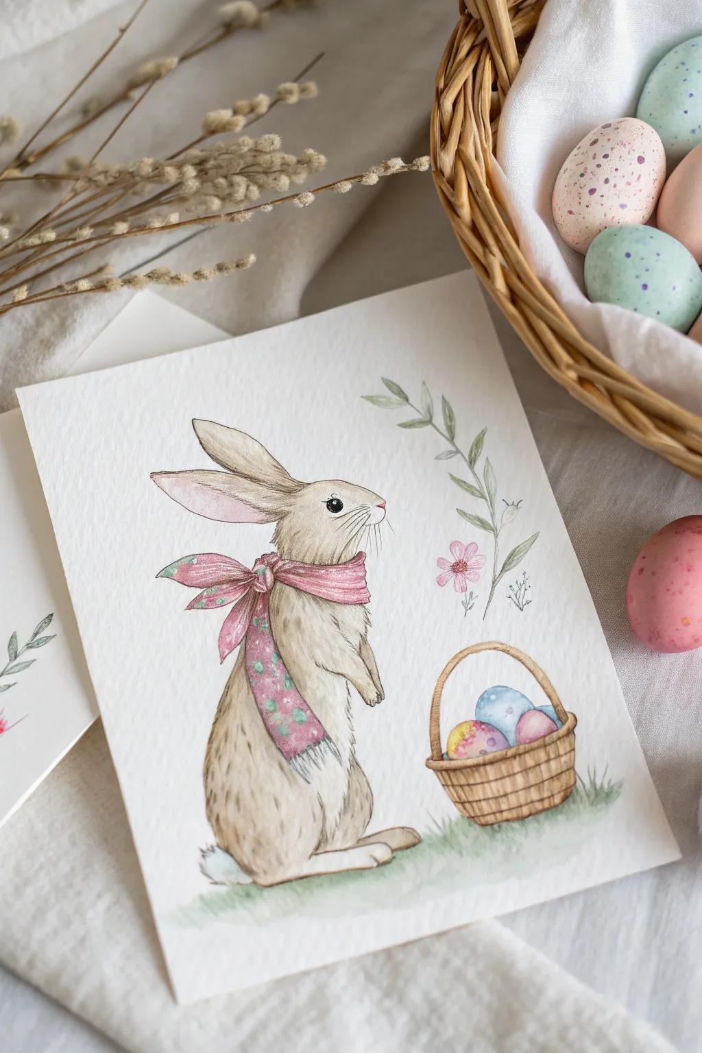 Hop into Easter with this charming watercolor bunny card, perfect for adding a playful touch to your holiday greetings!