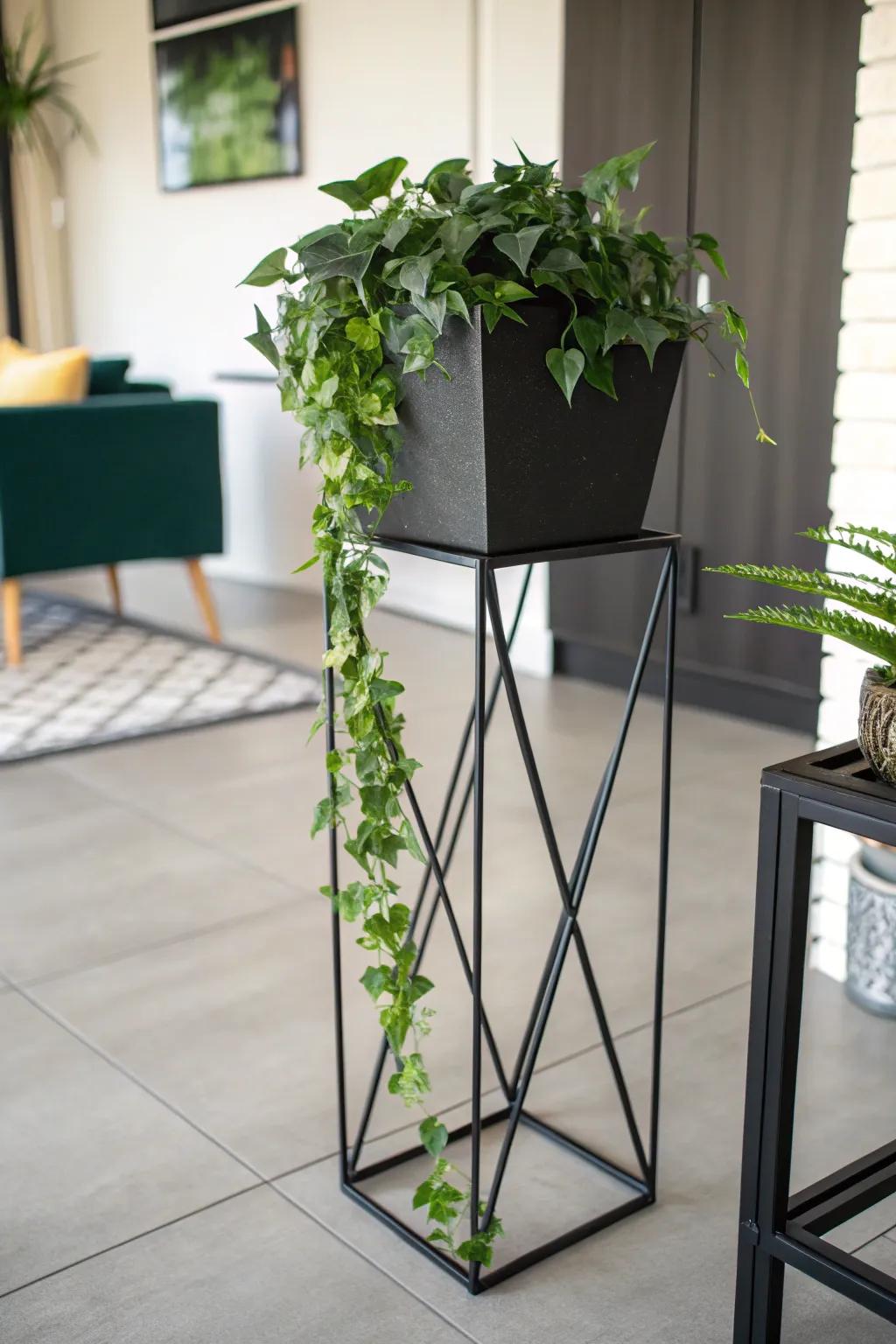 Elevate your greenery with a modern welded plant stand, where craftsmanship meets elegance.