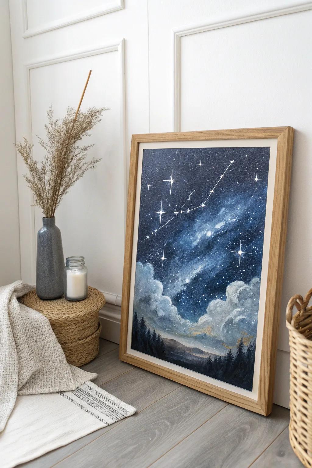 Bring a touch of the cosmos into your home with this enchanting starry night masterpiece.