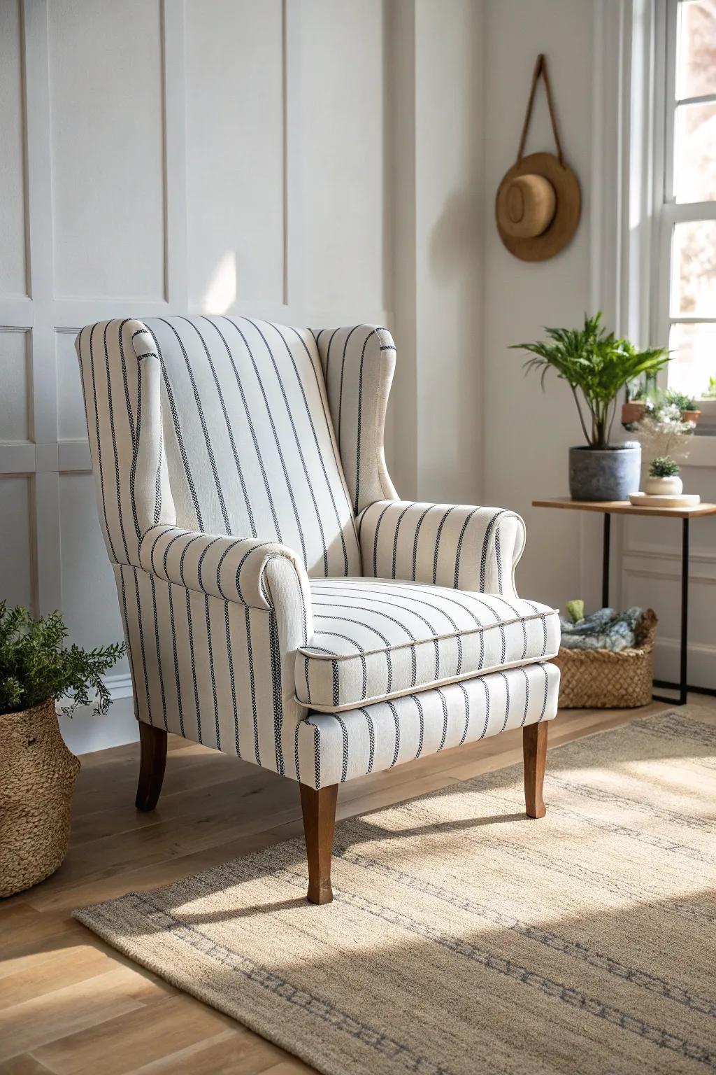 Elevate your study with the timeless elegance of classic navy stripes.