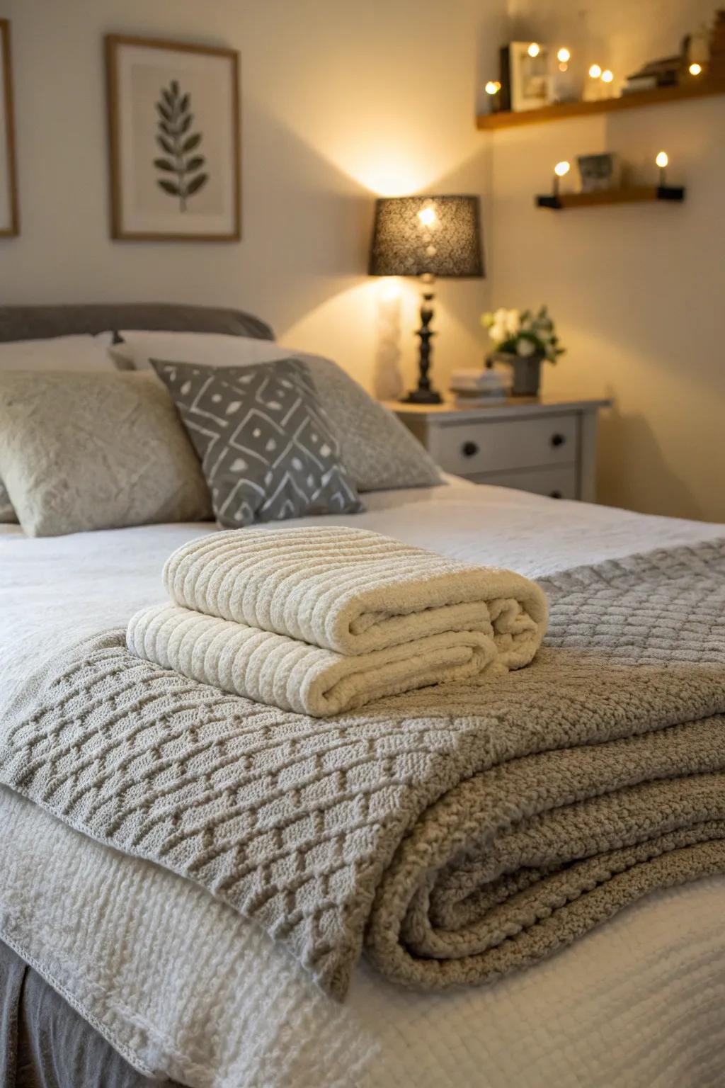 Warm textures create a cozy and inviting atmosphere.
