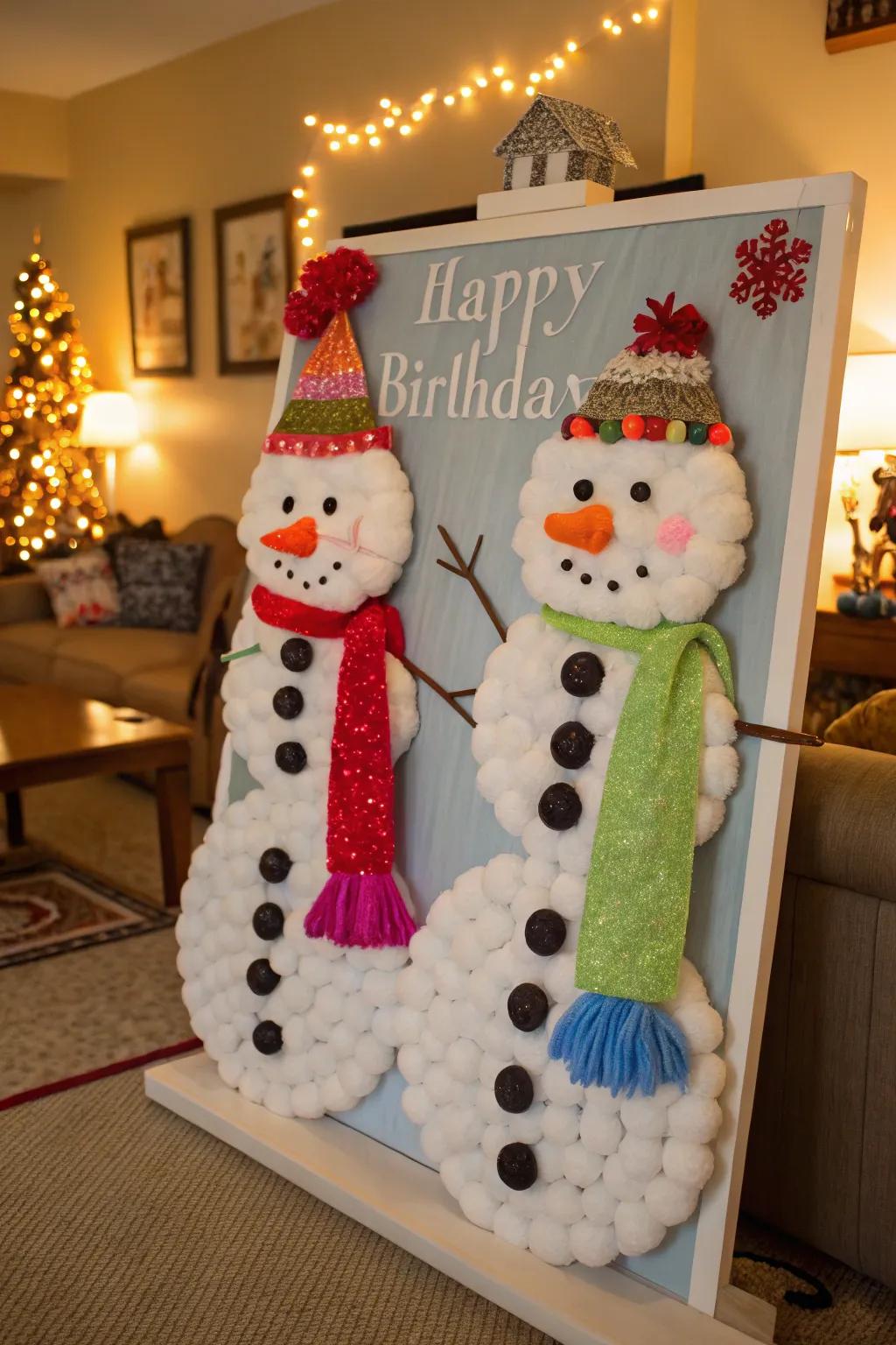 Add charm and texture with a snowman-themed board.