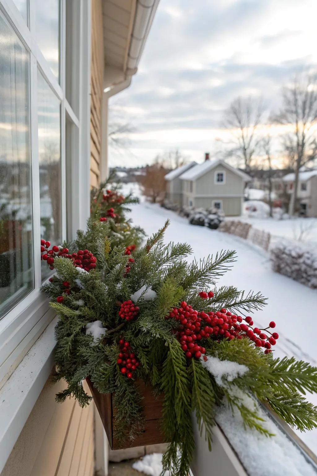 Red berries add vibrant, festive color to your winter display.