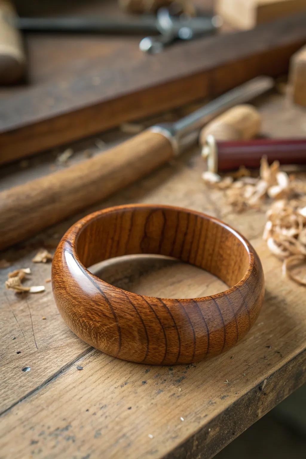 Embrace the art of craftsmanship with a unique wooden bracelet, where every grain tells a story.