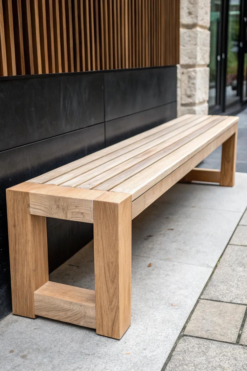 Elevate your space with the timeless elegance of a modern minimalist wooden bench.