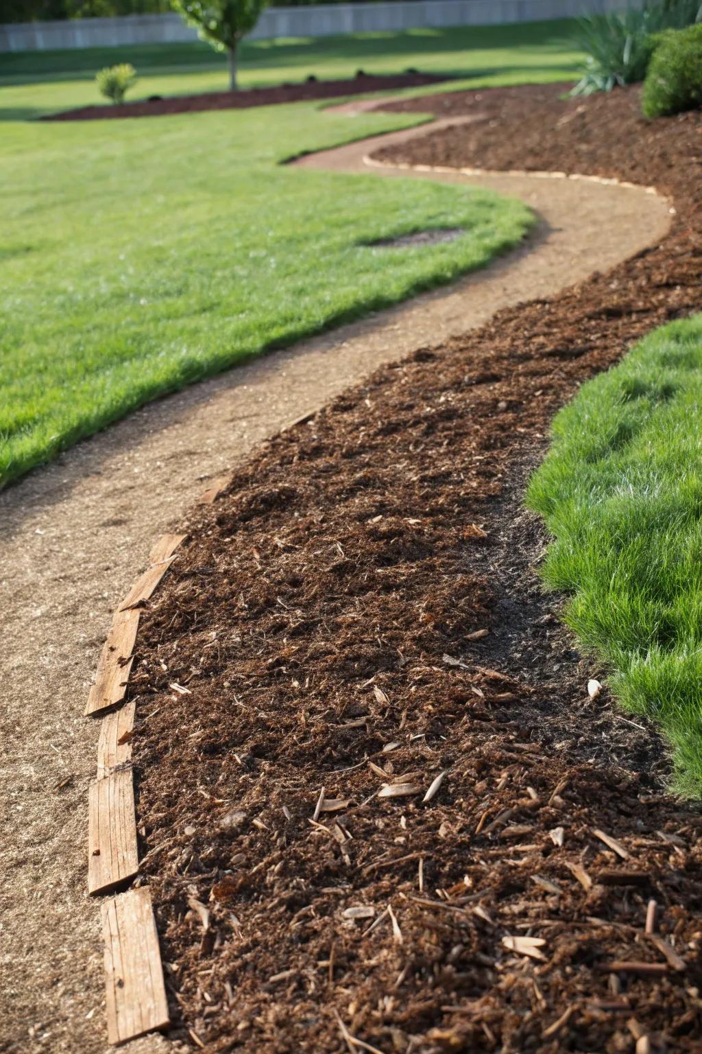 Transform your driveway with a rustic, budget-friendly mulch path.