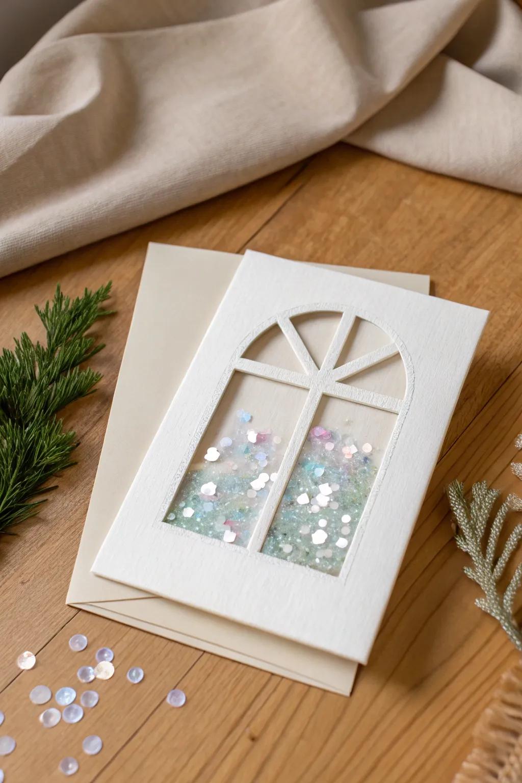 Shake up your holiday greetings with a touch of sparkle and simplicity. ✨ #ShakerCard #MinimalistChristmas