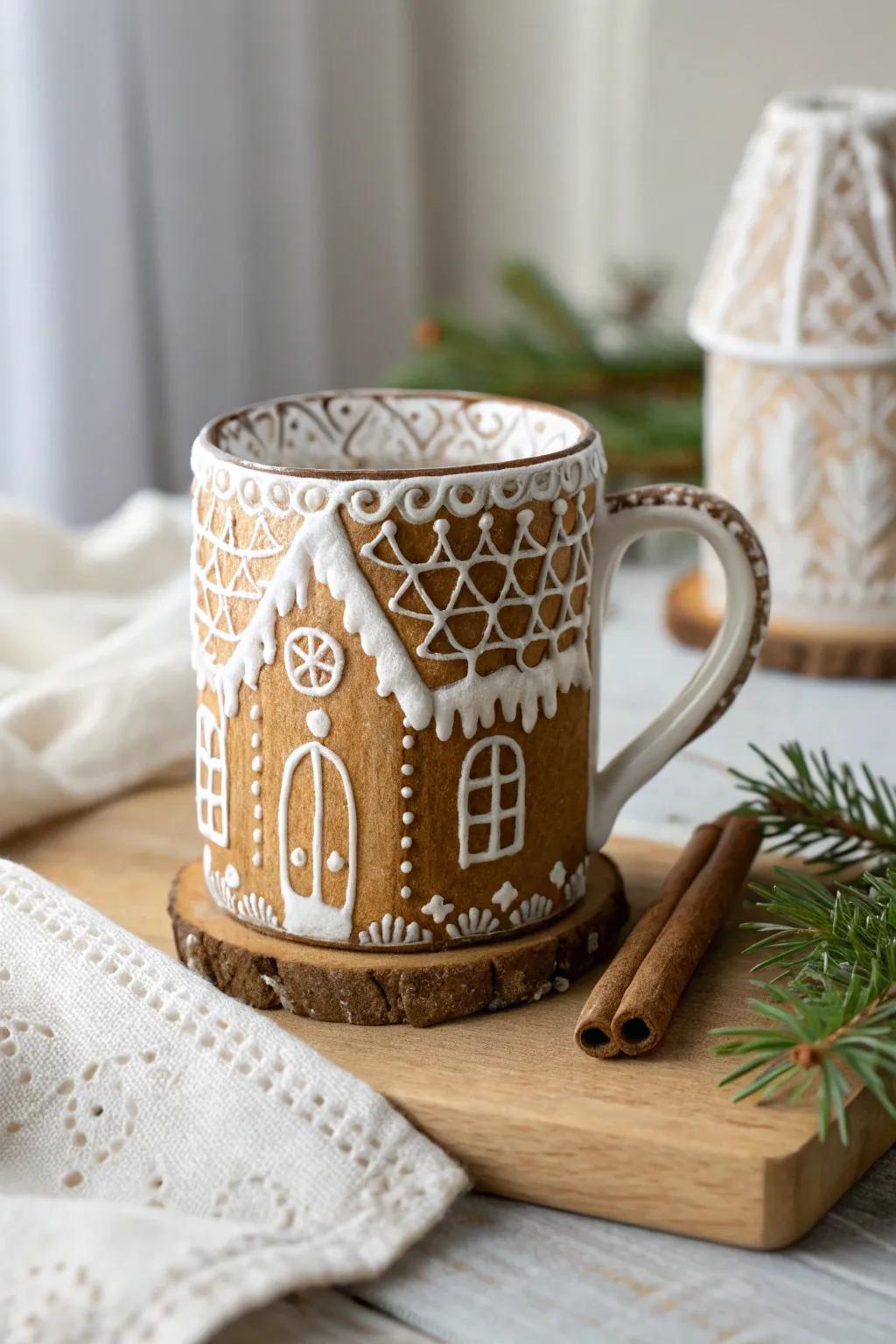 Cozy up with this charming gingerbread house mug, a perfect blend of minimalist elegance and holiday cheer. 🍪☕️