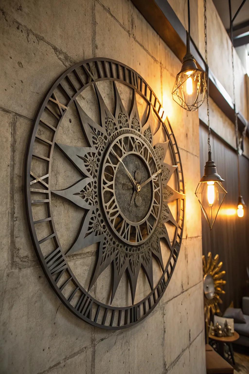 Elevate your space with the artistry of a custom CNC plasma-cut metal wall clock.