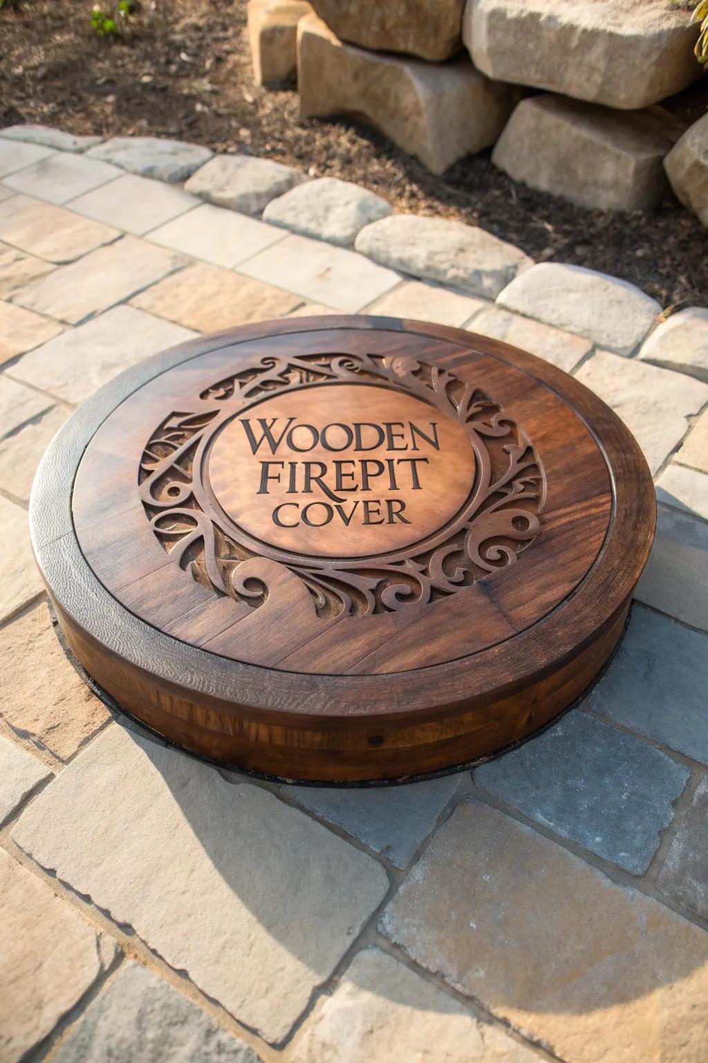 Add a personal touch to your outdoor space with a custom monogrammed firepit cover.