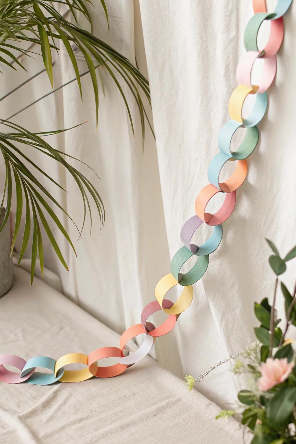 Crafting Joy: A simple paper chain garland that adds a touch of whimsy and elegance.