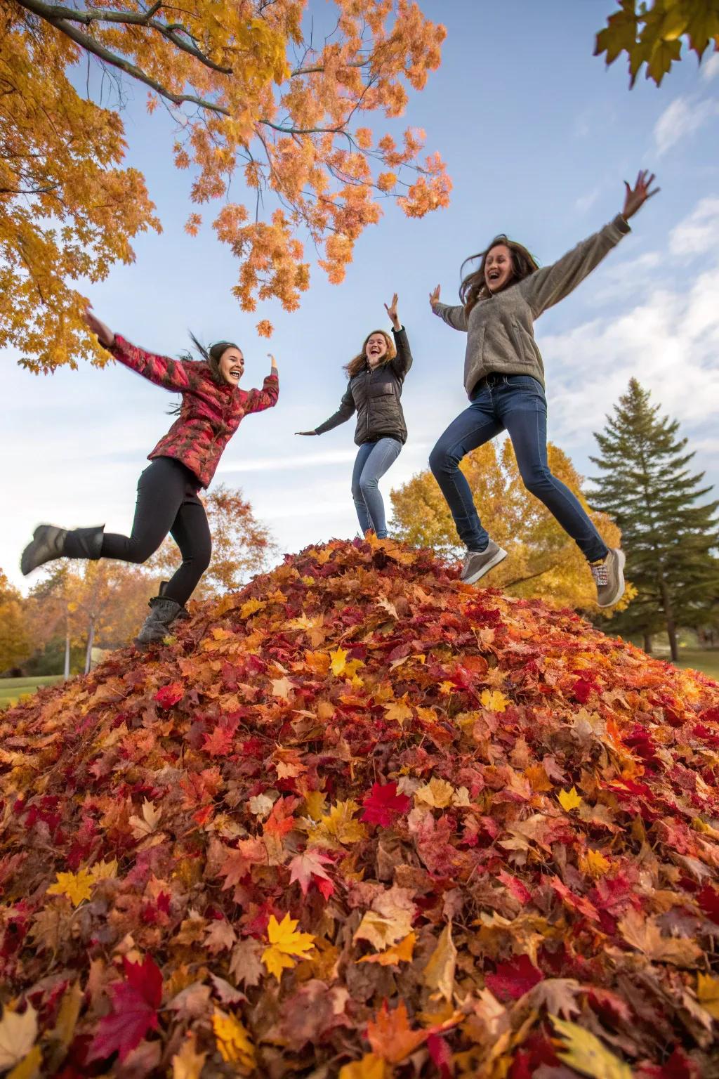 Relive childhood joy with a leaf pile jump at your birthday party.