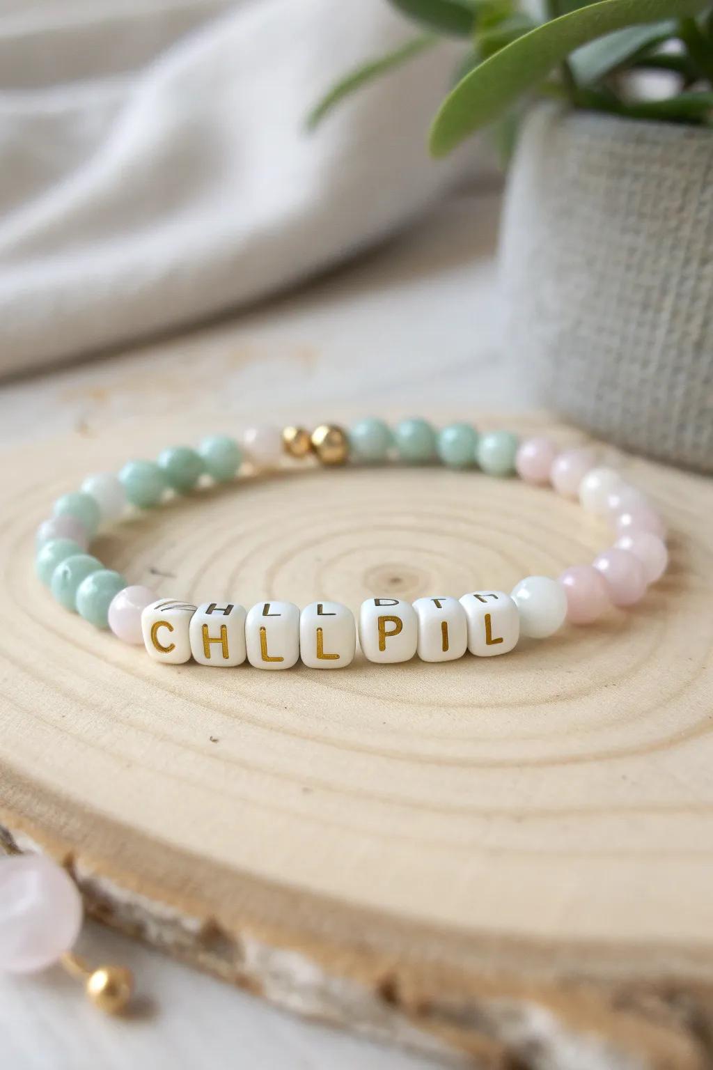 Embrace serenity with a 'Chill Pill' reminder on your wrist.