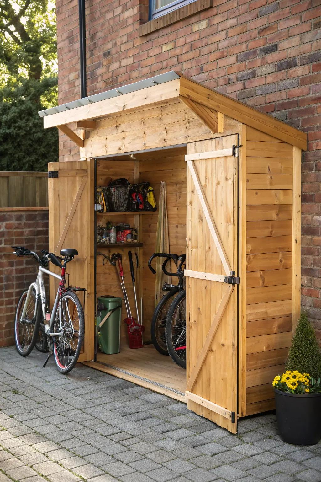 Elevate your organization game with a stylish lean-to storage solution. Perfect for the craftsman at heart.
