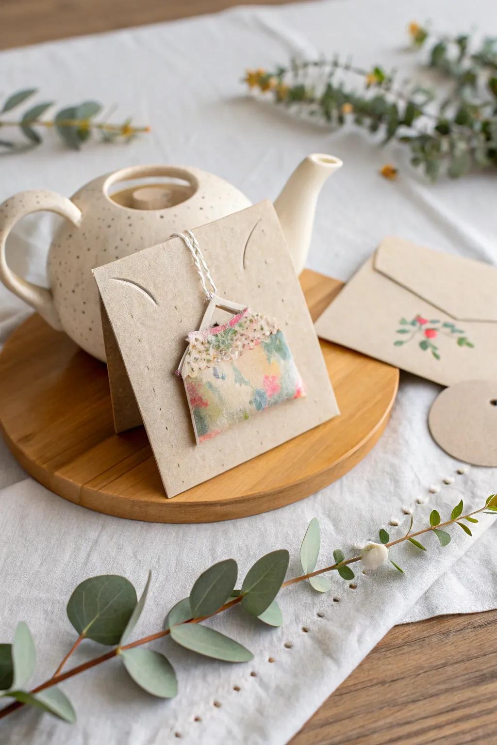 Crafting love: A personalized teapot card perfect for Mother's Day.