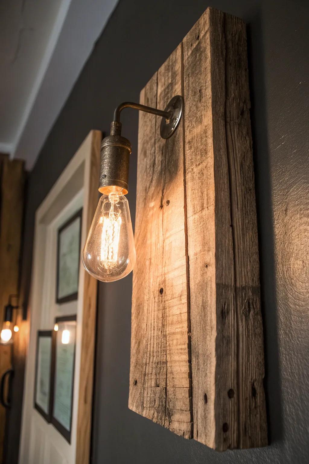 Illuminate your space with the rustic charm of handcrafted pallet wood lighting.