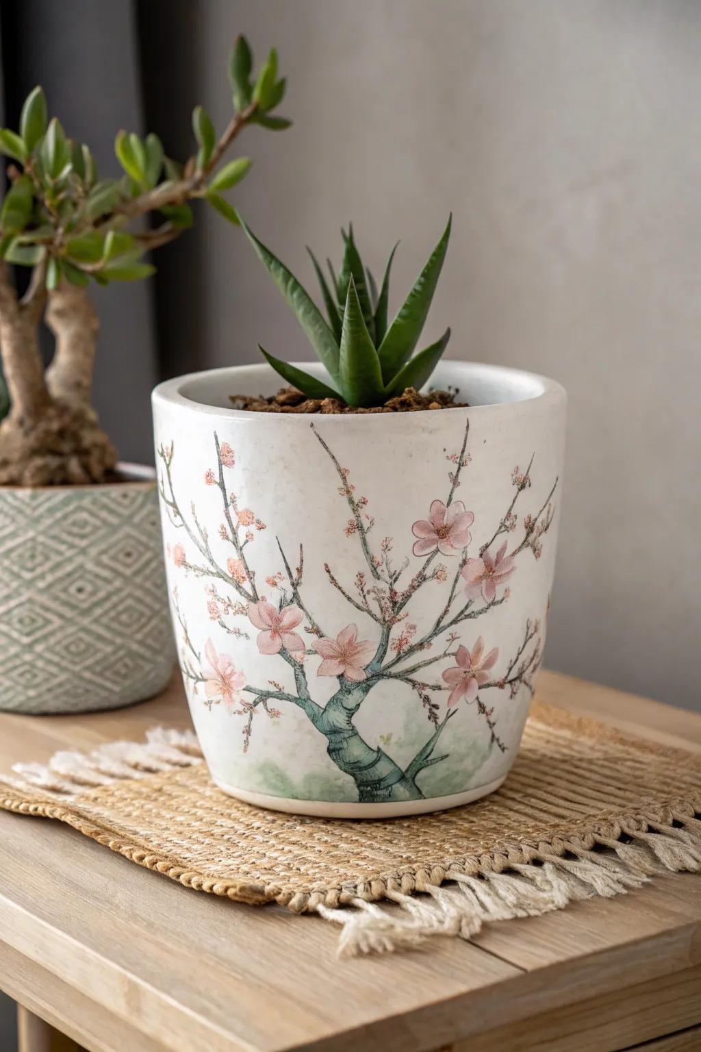 Embrace the beauty of the seasons with artfully painted plant pots that bring a touch of nature indoors.