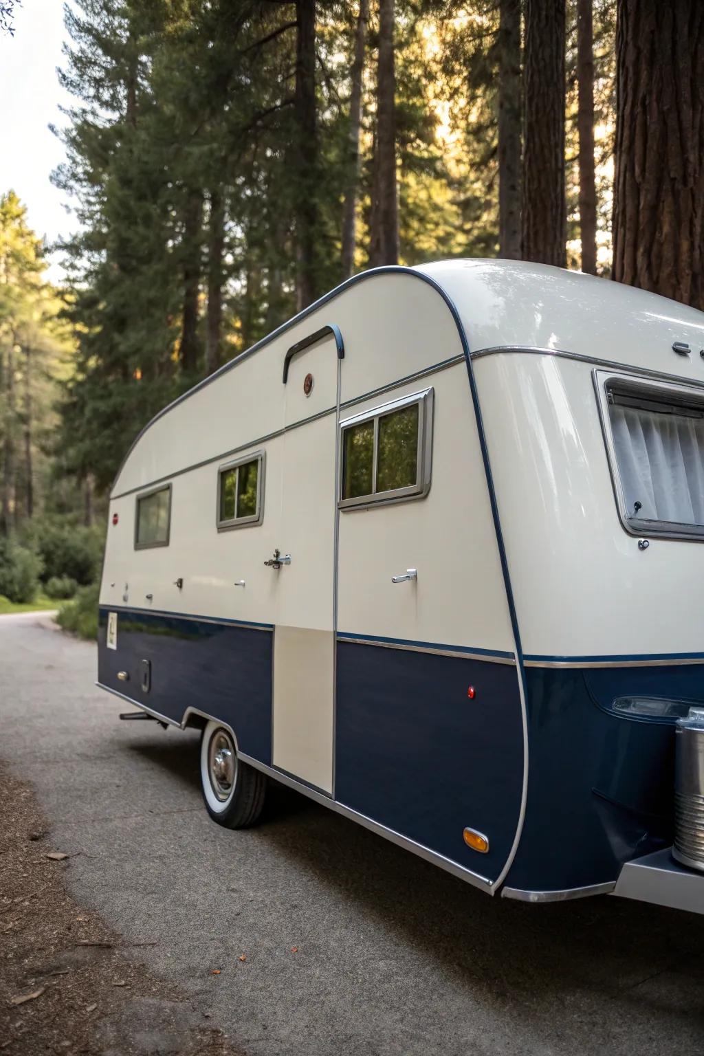 Embrace the elegance of simplicity with a minimalist retro camper design.
