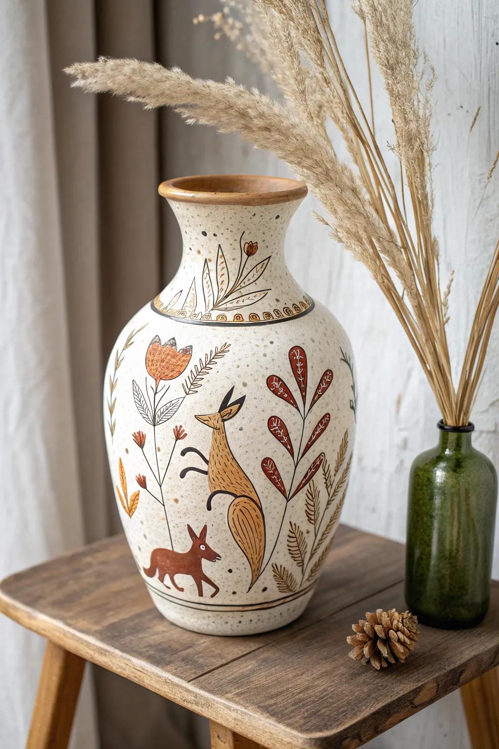 Embrace whimsy and craftsmanship with playful sgraffito animal designs.
