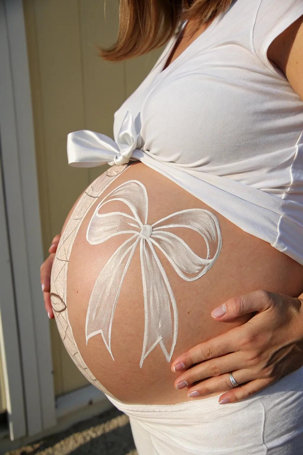 Embrace the gift of life with this beautifully simple belly art.