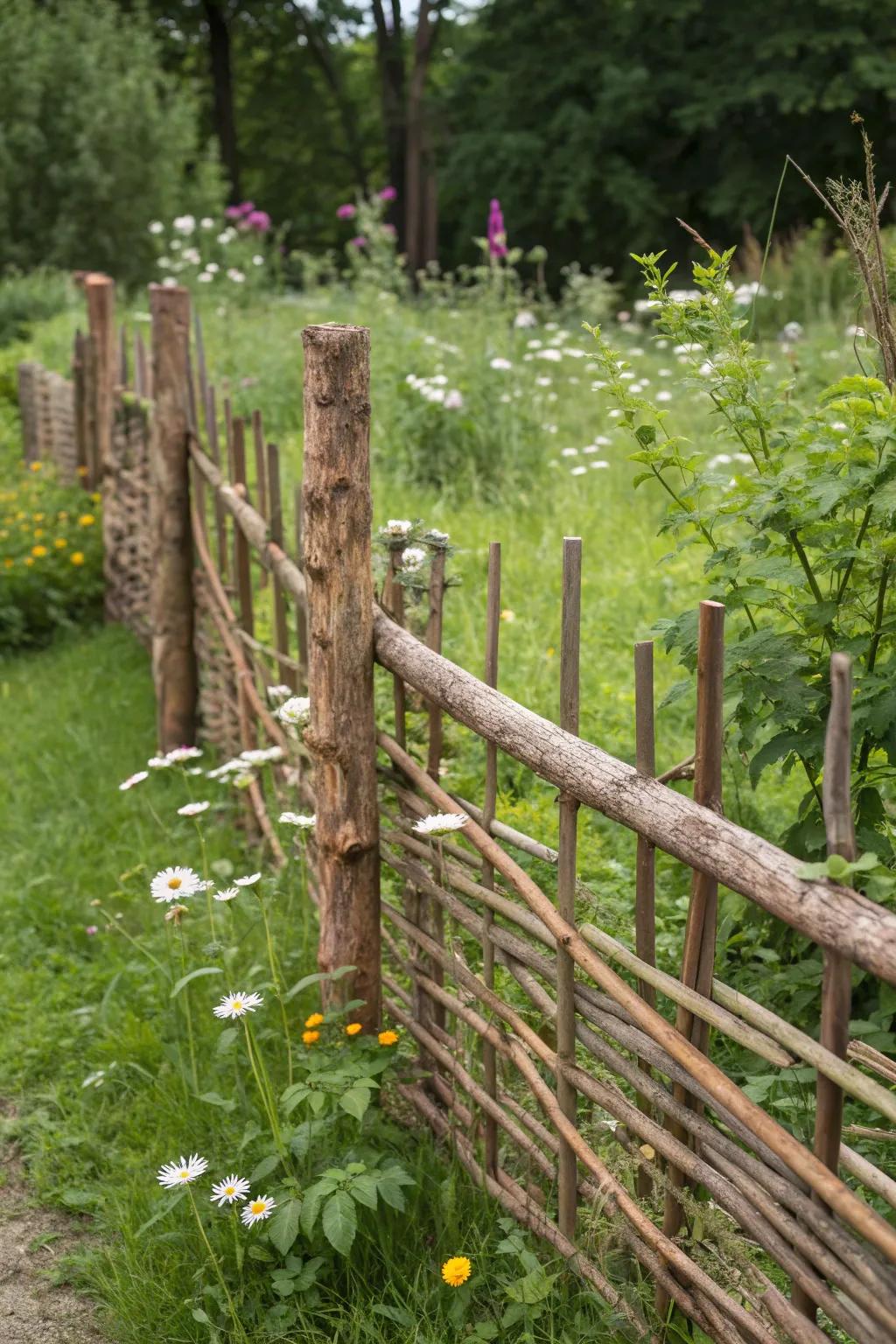 Embrace nature with a handcrafted fence that welcomes wildlife.