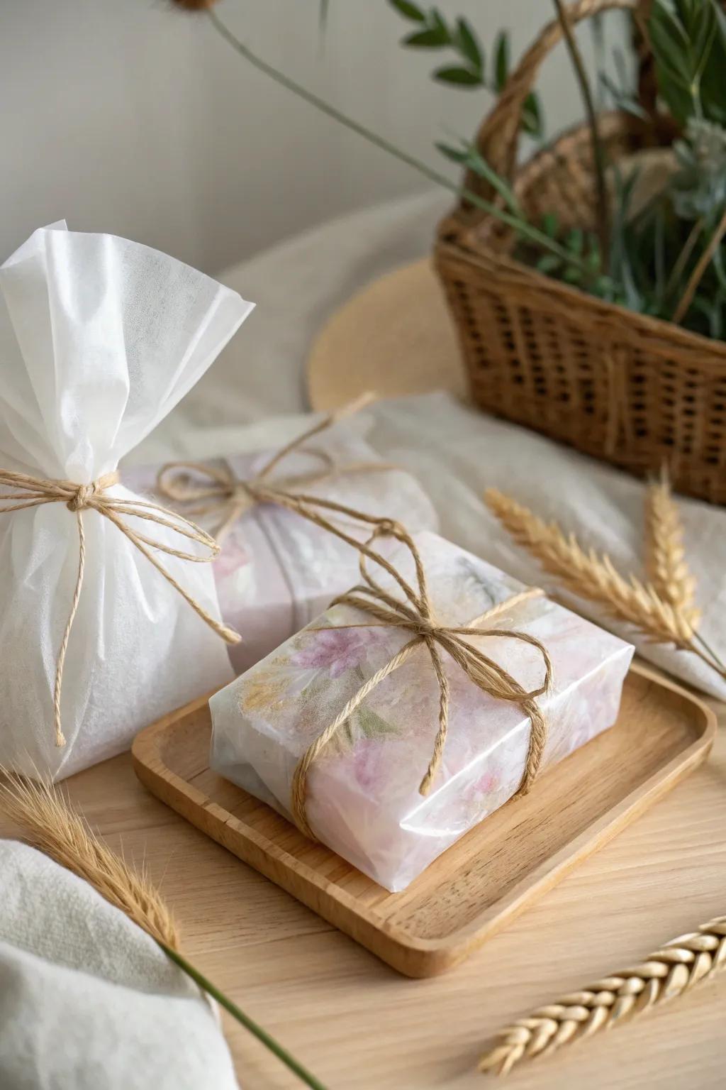 Unveil the mystery with elegant translucent wrapping.